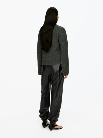 Barrel-Leg Leather Trousers