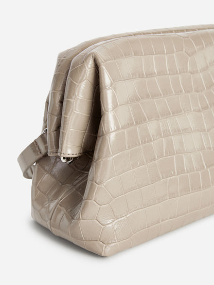 Croco-Embossed Leather Clutch