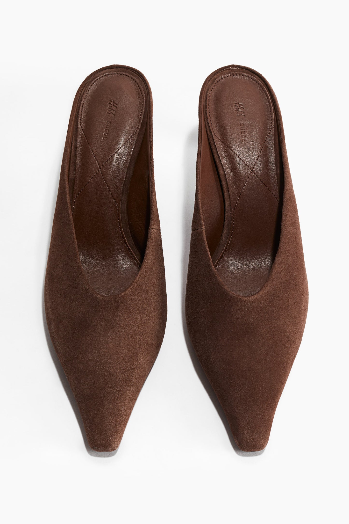 Pointed suede mules