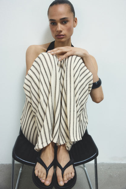Wide textured-knit trousers