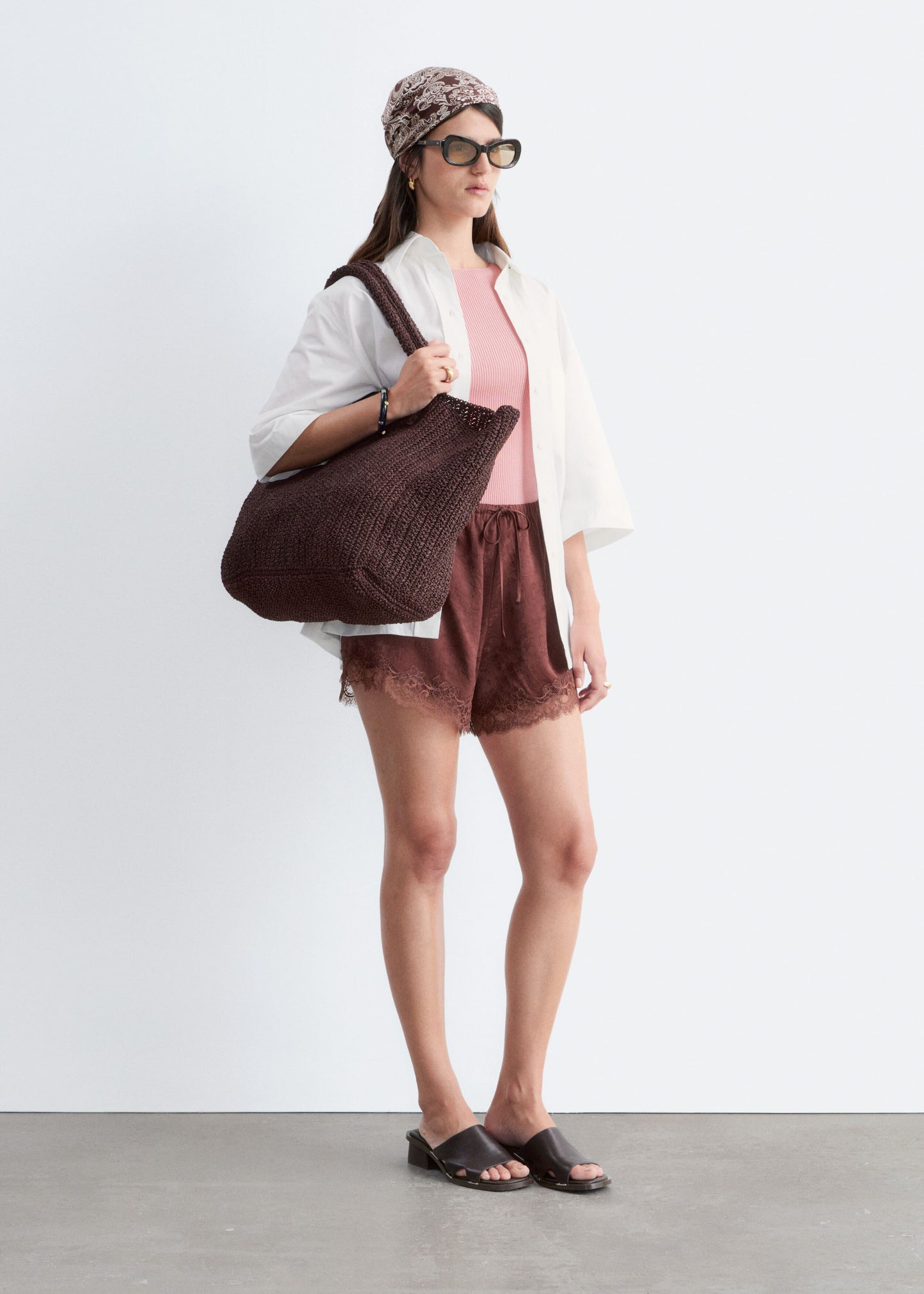 Lace-Trimmed Jacquard Mini Shorts