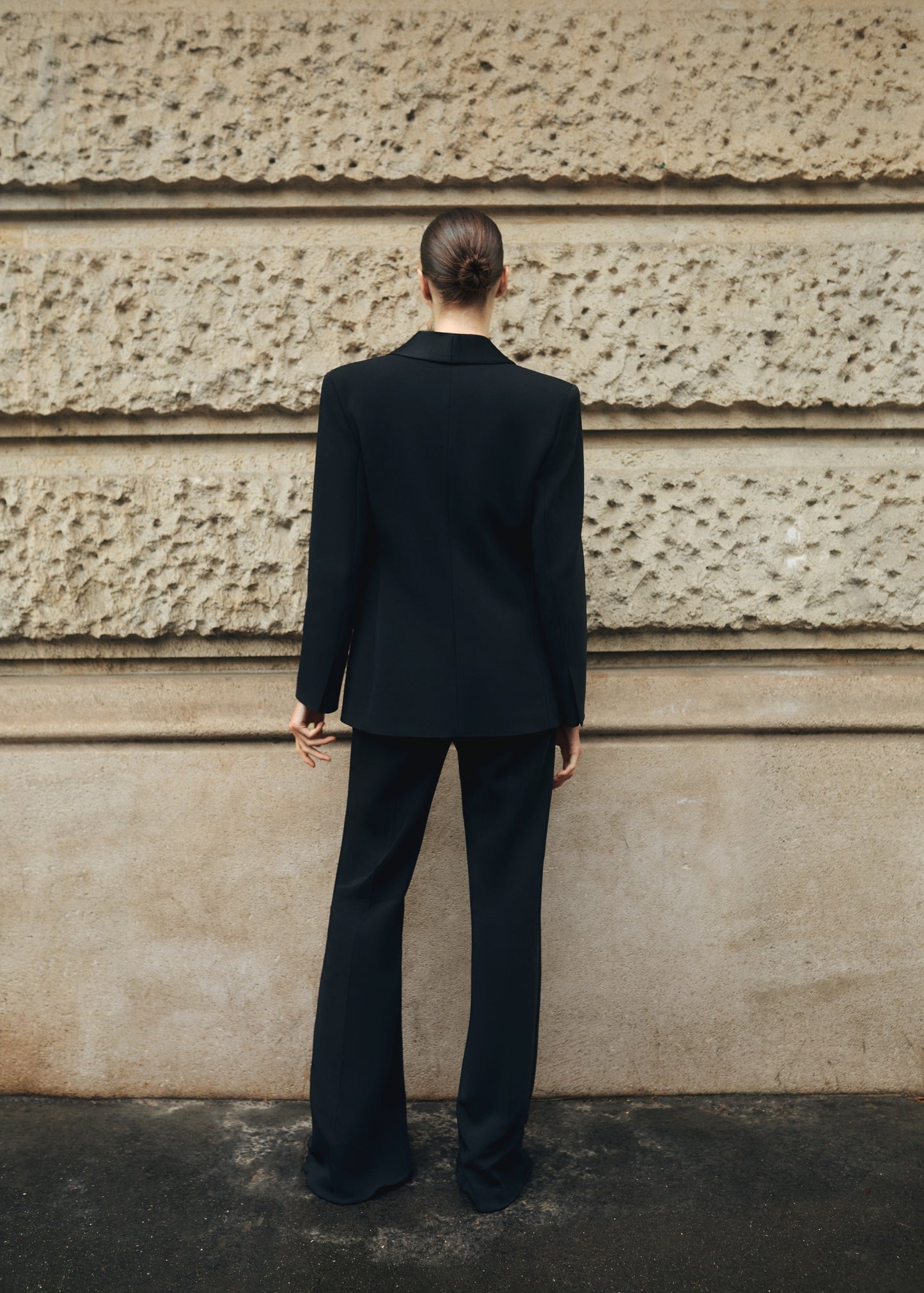 High-waist flared trousers