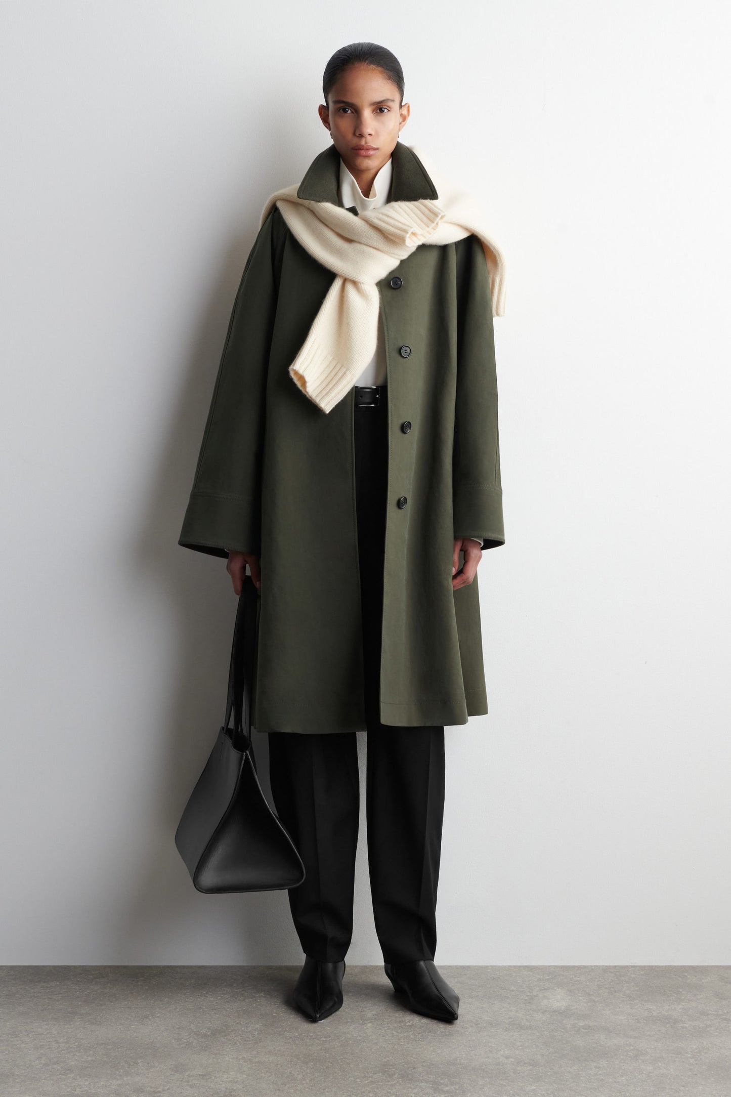 Wool-Trimmed Long Car Coat
