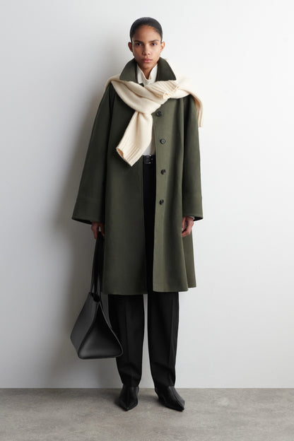 Wool-Trimmed Long Car Coat