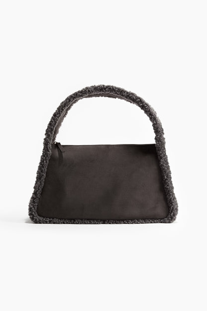 Teddy-trimmed shoulder bag