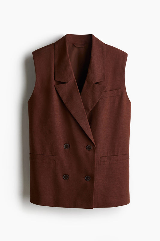 Linen-blend waistcoat