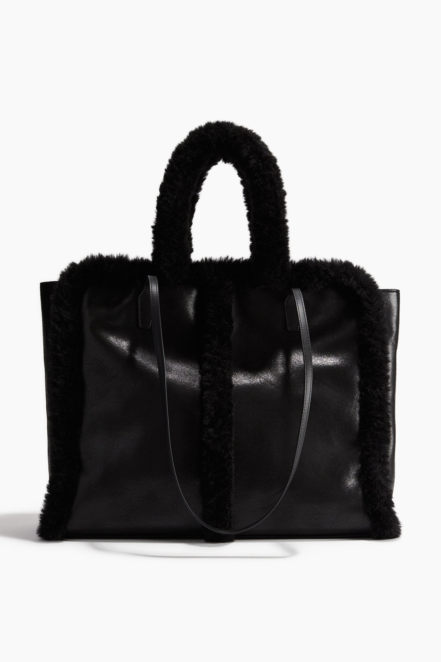 Fluffy-trim shopper bag