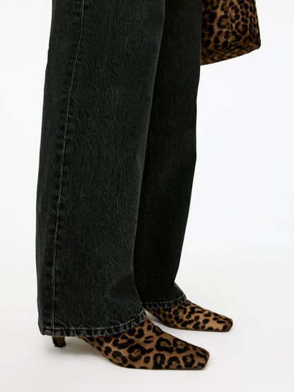 Pony Hair-Effect Ankle Boots