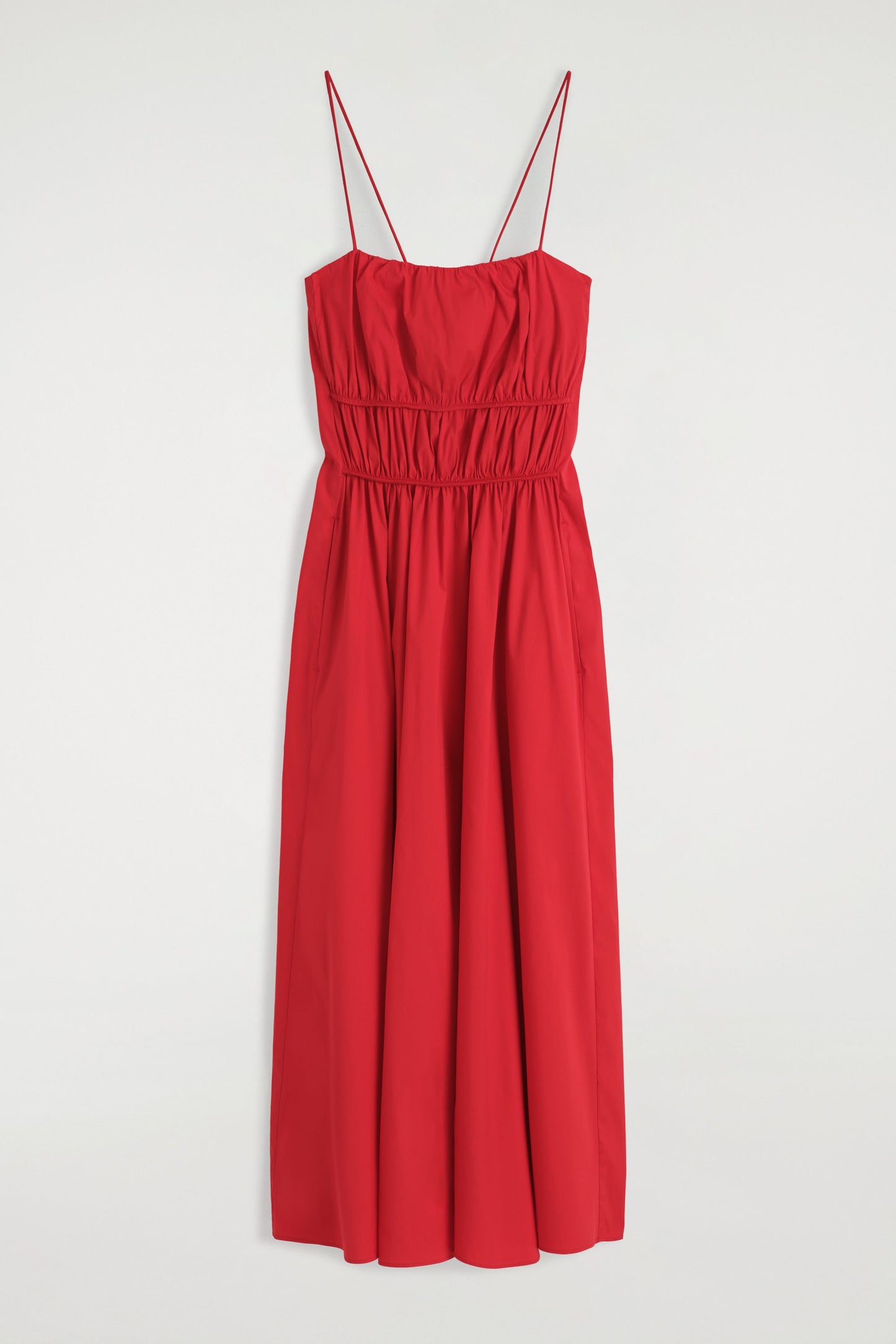 Gathered Cotton Midi Dress