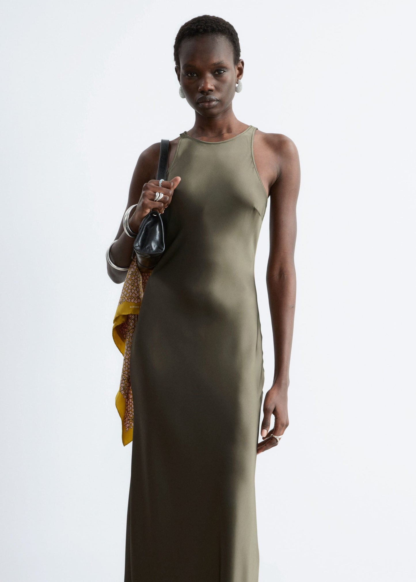 Sleeveless Satin Midi Dress