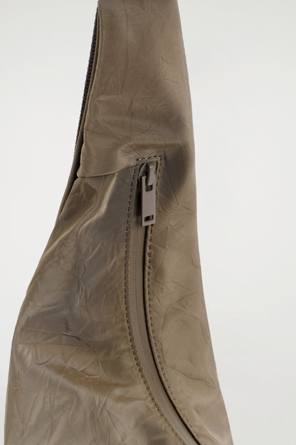 Curved Crossbody  Crinkled-Shell Bag