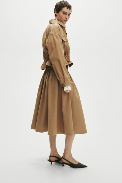 Pleated twill skirt