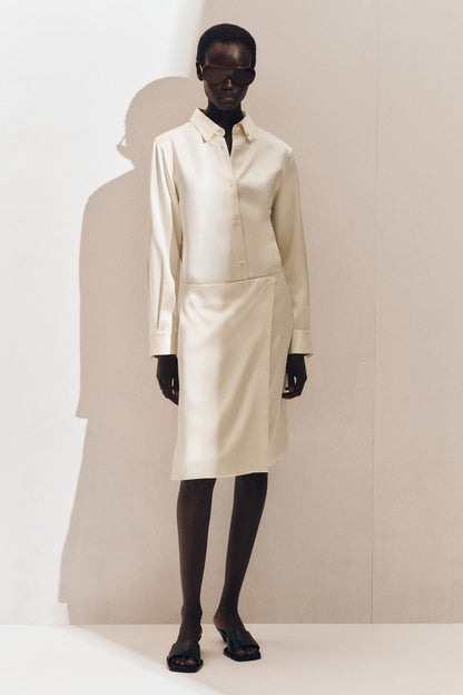 Button-Down Collar Satin Shirt