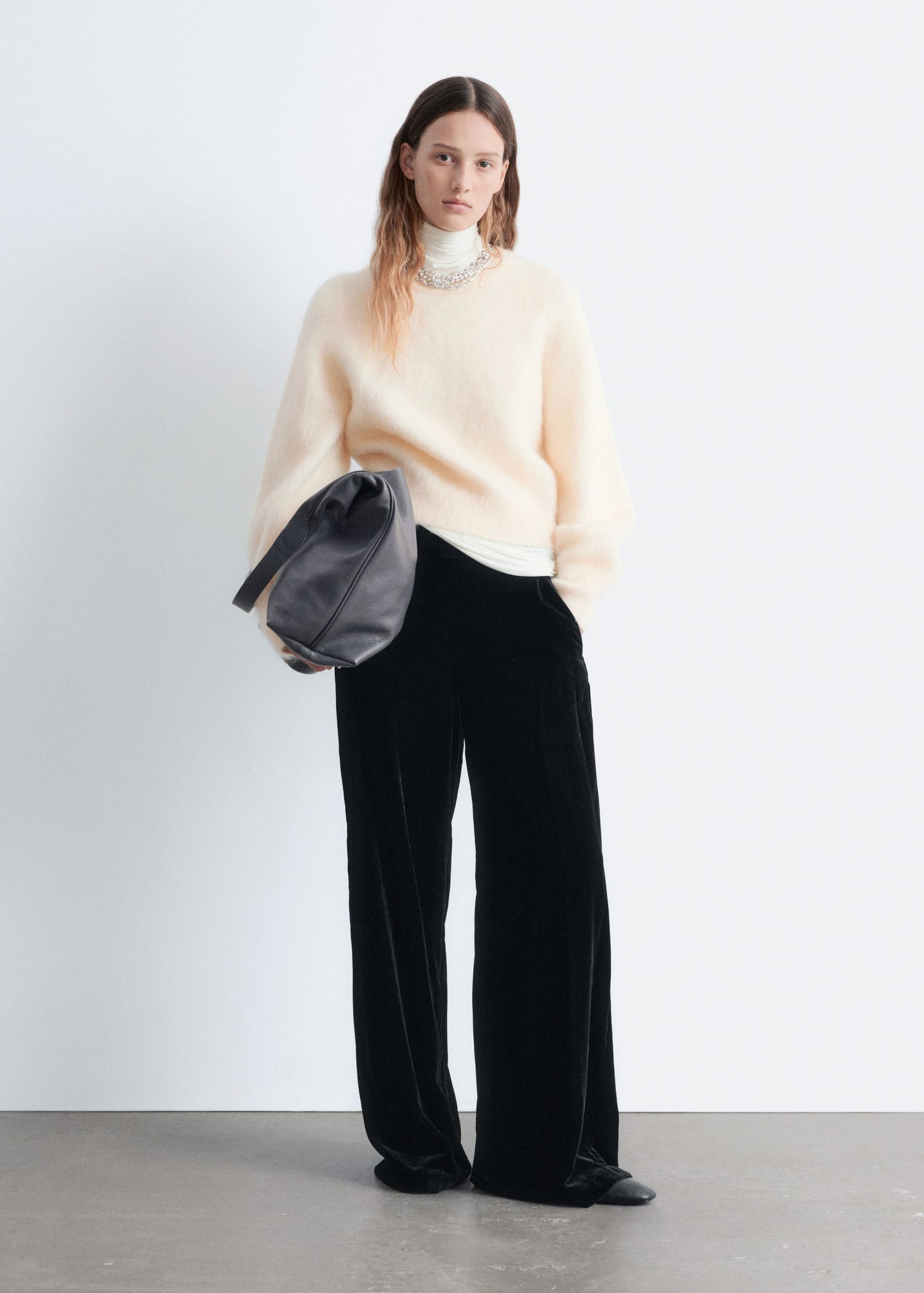 Wide-Leg Velvet Trousers
