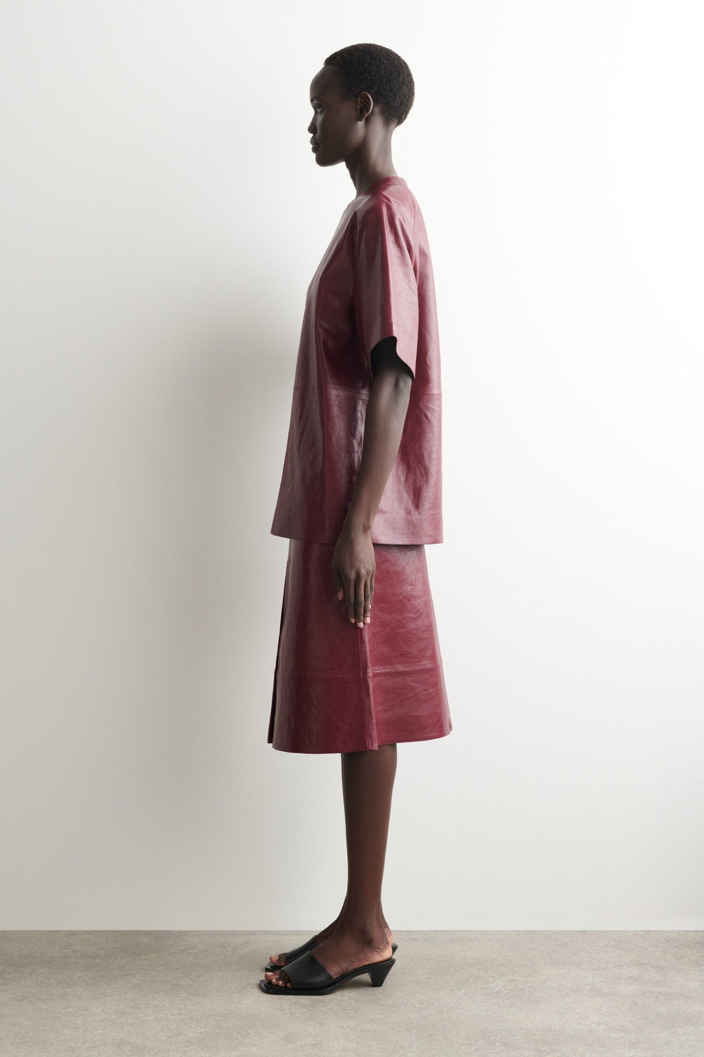 Panelled Textured-Leather T-Shirt