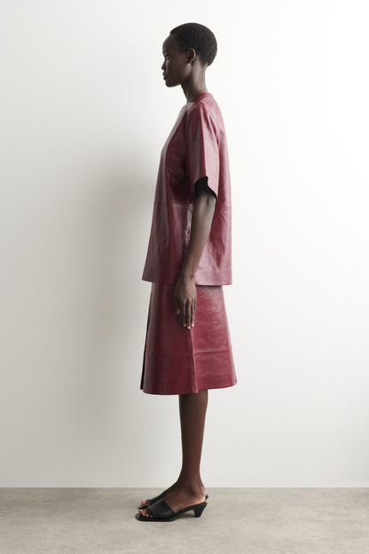 Panelled Textured-Leather T-Shirt