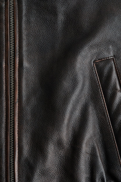 Leather bomber jacket