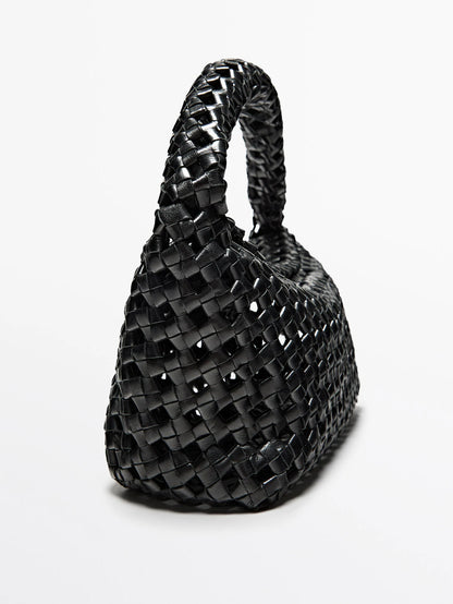 Woven nappa leather medium bag