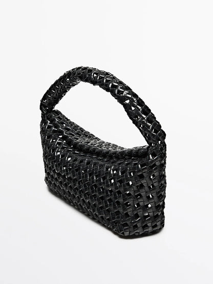 Woven nappa leather medium bag