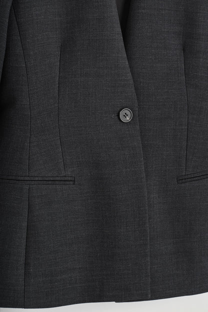 Waisted Collarless Blazer