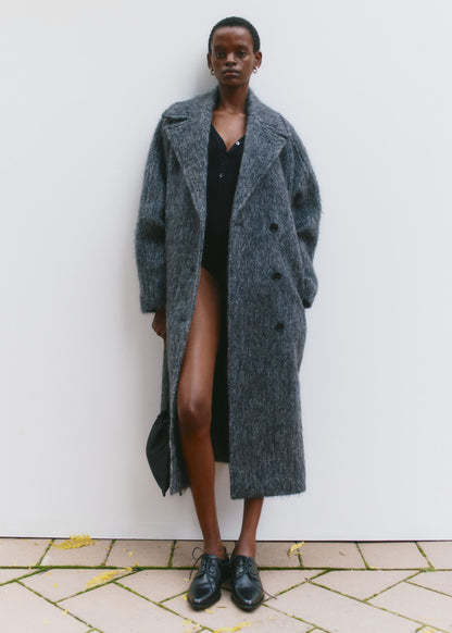 Brushed Wool-Blend Coat