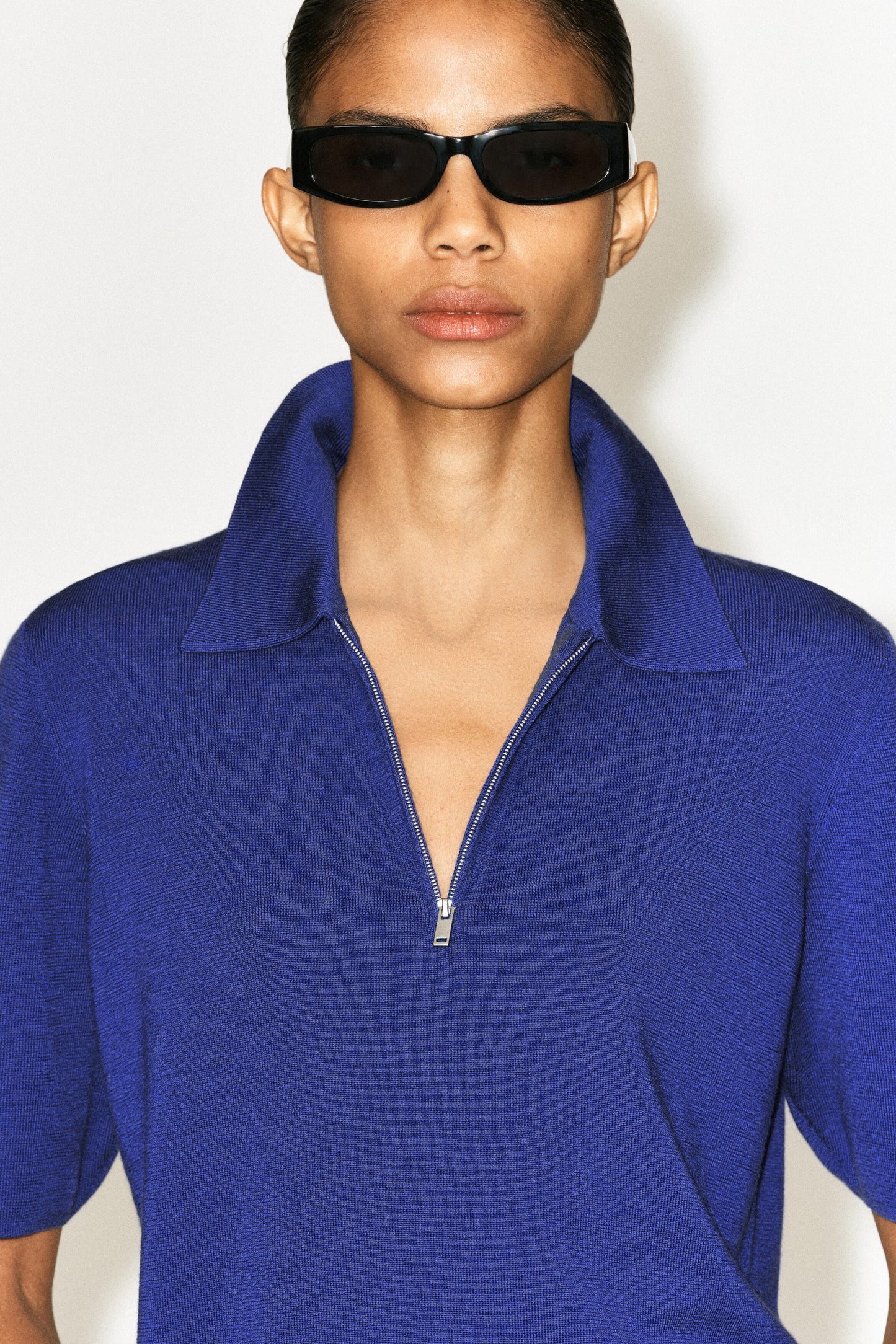 Merino Wool Zip-Up Polo Shirt