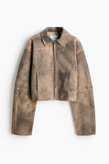 Washed-look suede jacket