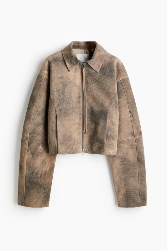 Washed-look suede jacket