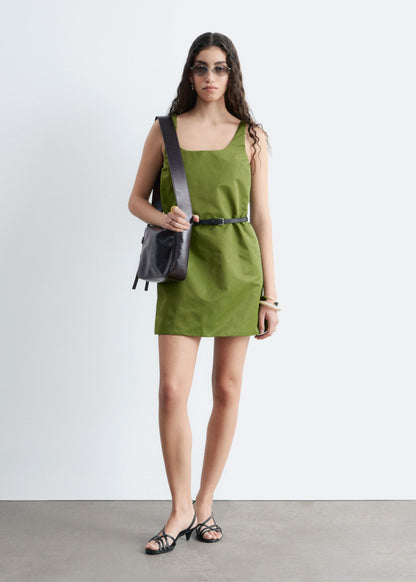Sculpted Drawstring Mini Dress