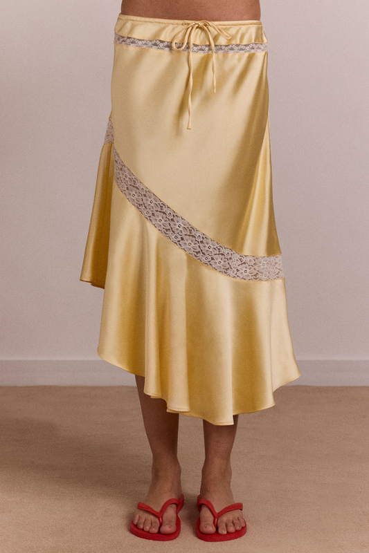 Delphia satin midi skirt