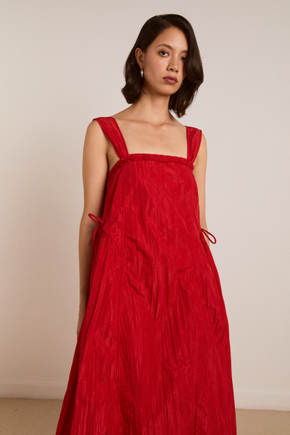 Elina Midi Dress Red Taffeta