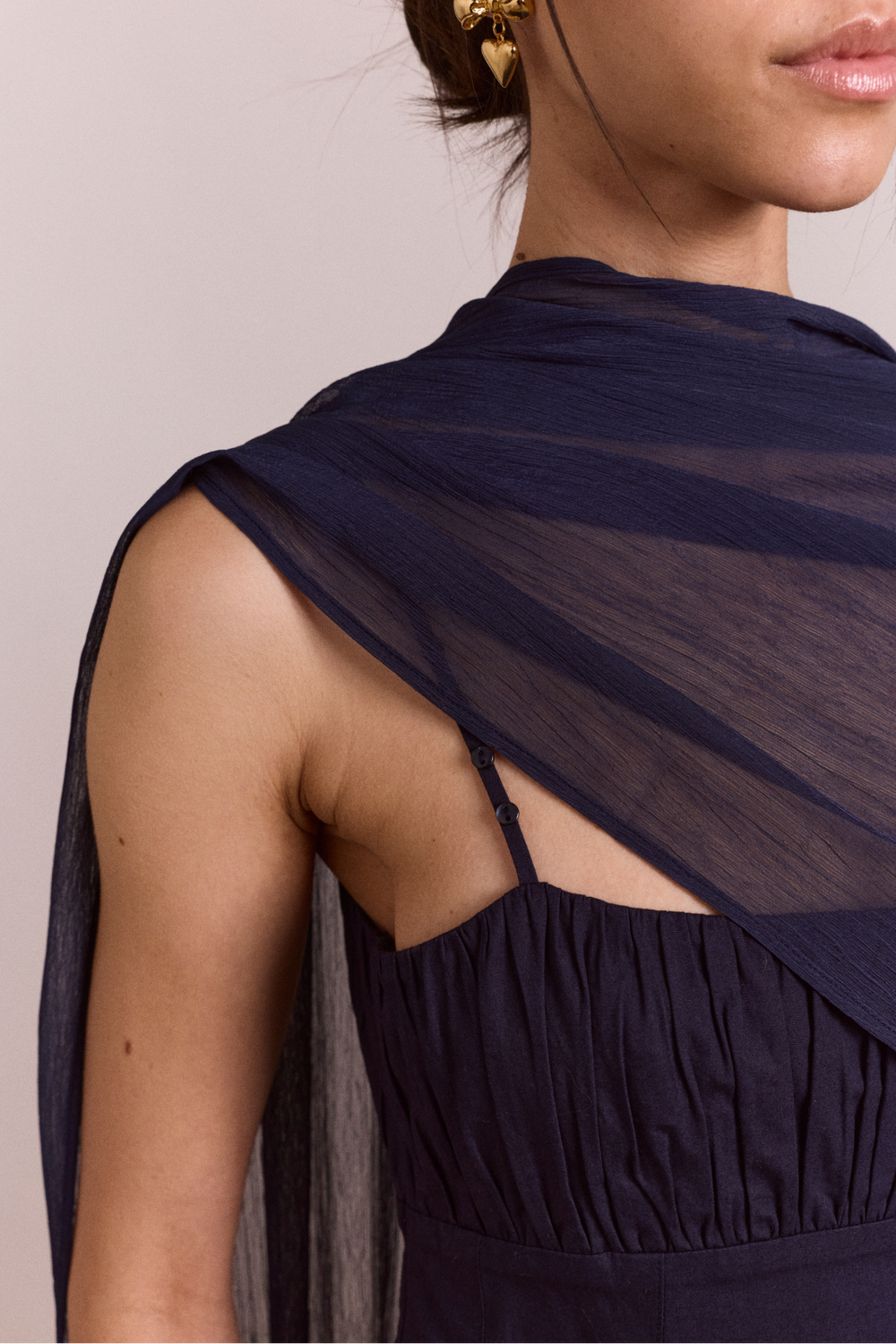 Juno midi dress with sheer scarf