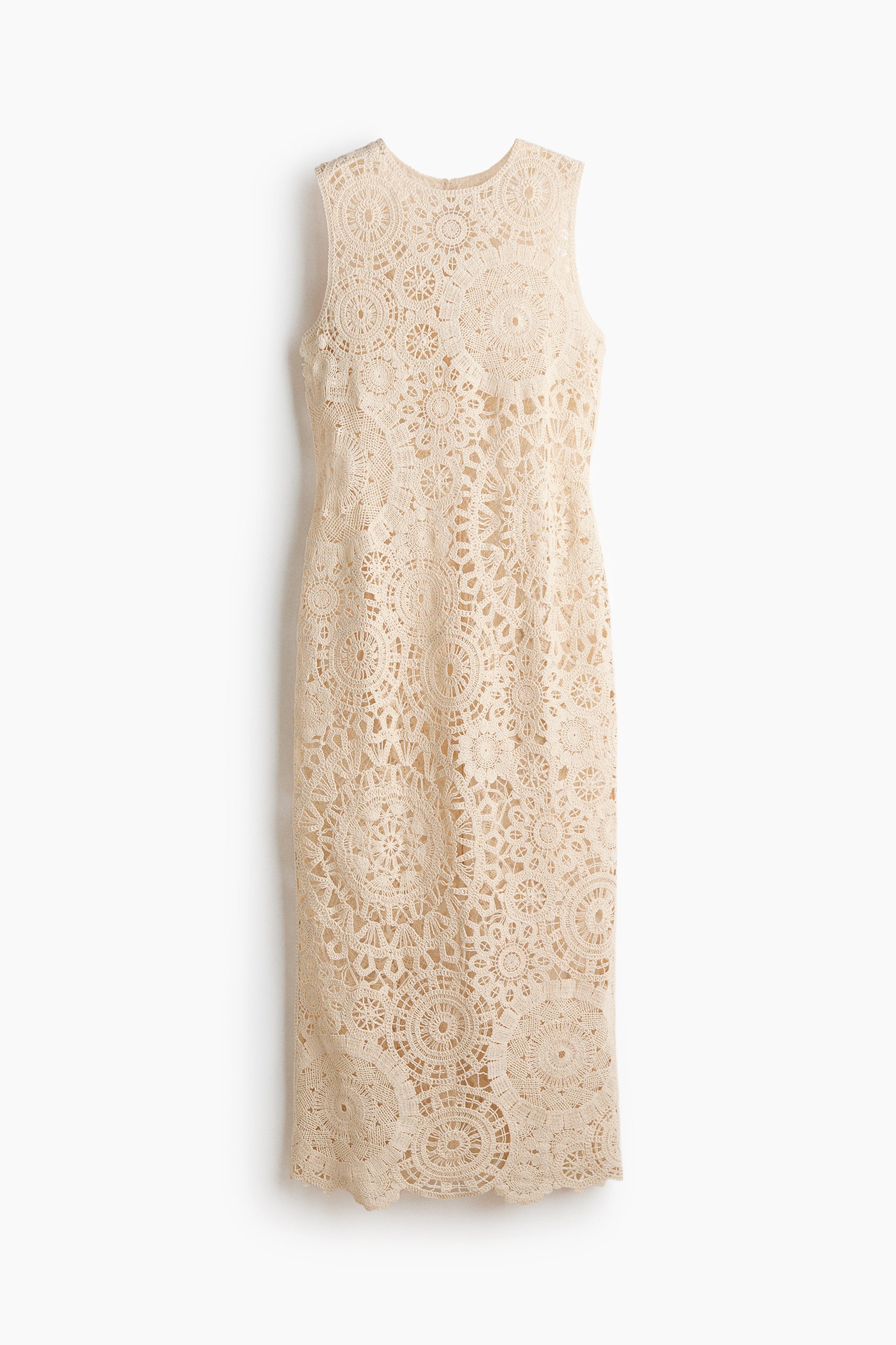 Crochet-look cotton dress –