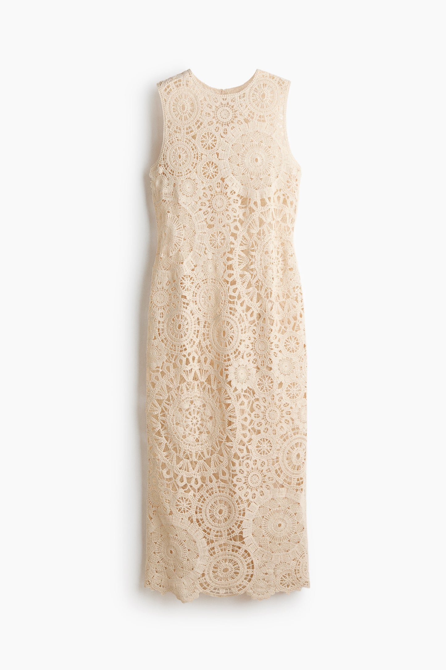 Crochet-look cotton dress