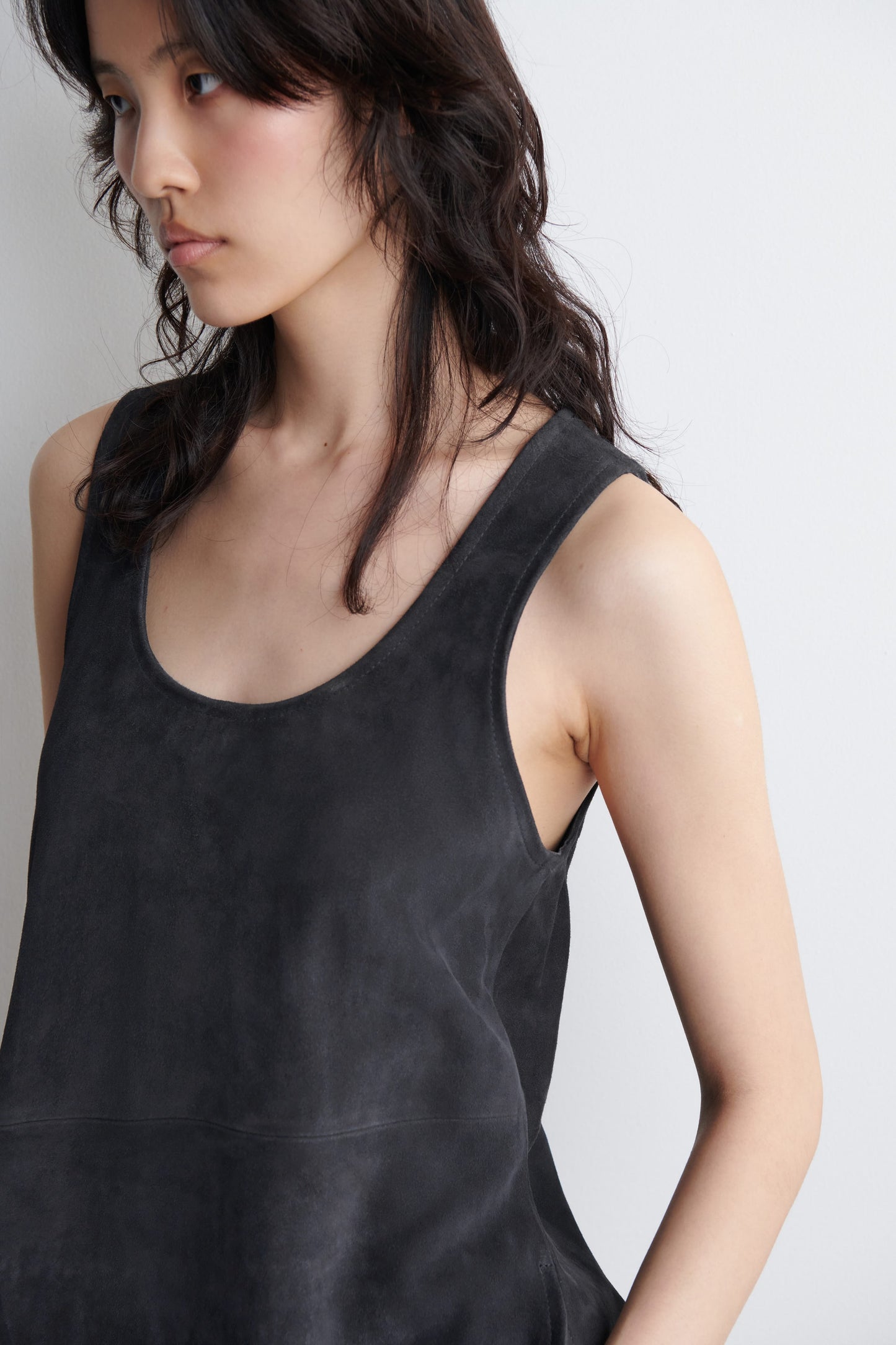 Scoop-Neck Suede Tank Top