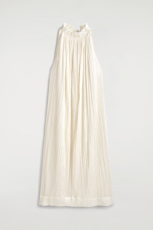 Crinkled-Satin Midi Dress