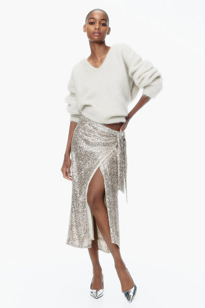 Sequined wrap skirt