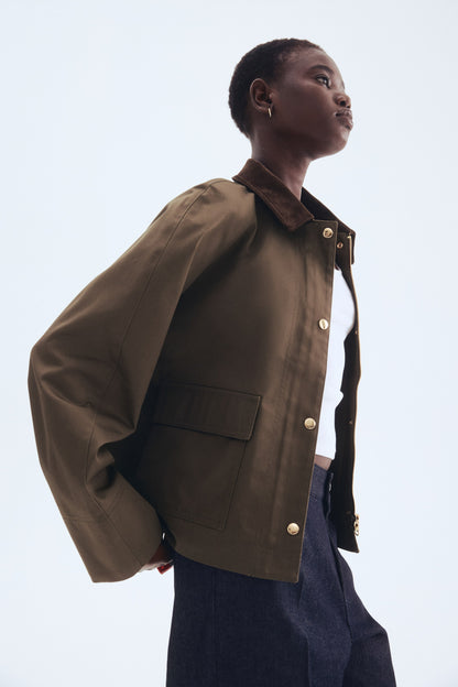 Corduroy-collar jacket
