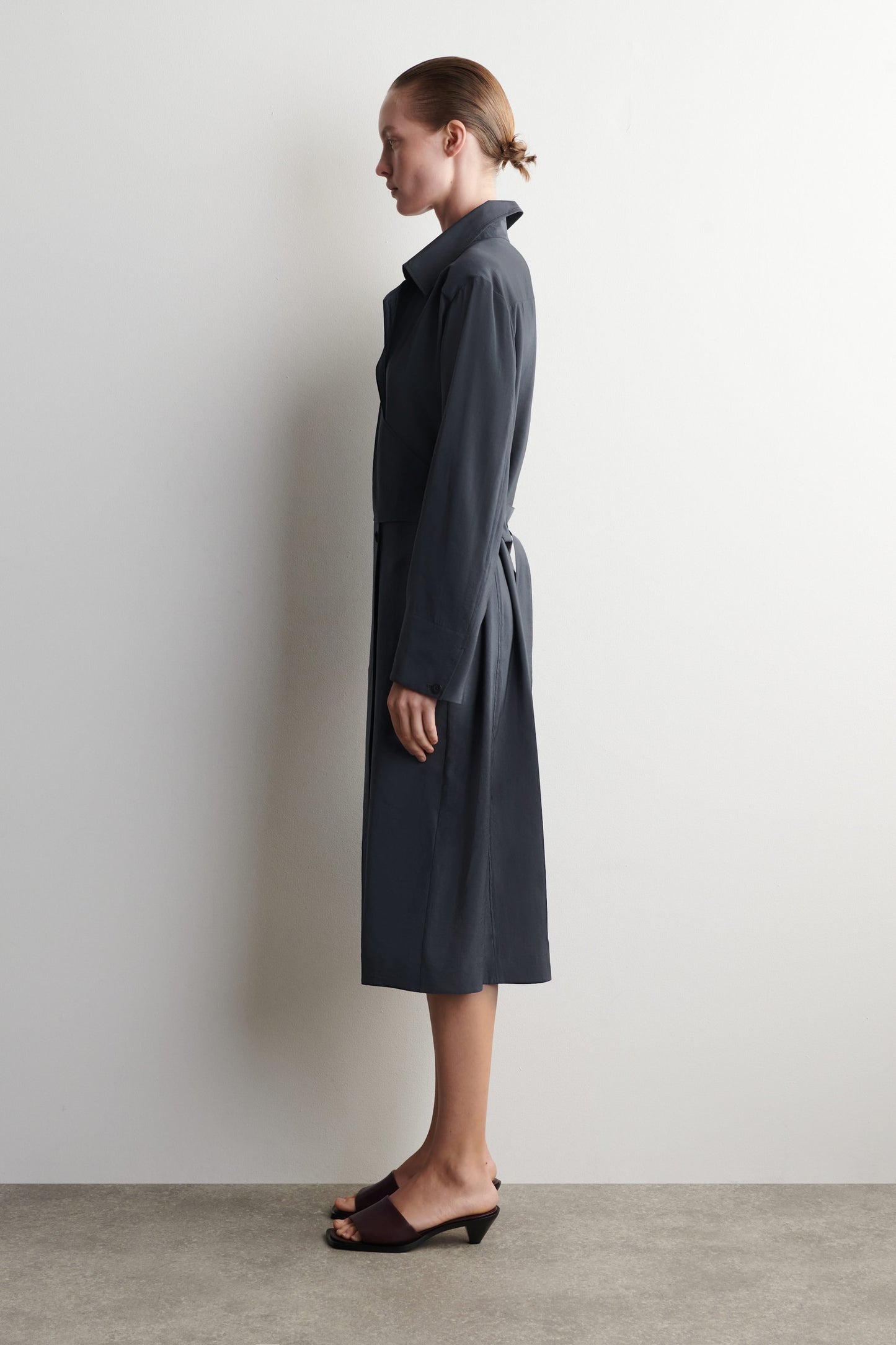 Belted Trench-Detail Midi Dress