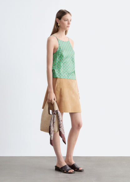 Contrast Binding Silk Top