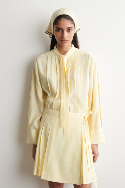 Pleated Bow-Detail Blouse