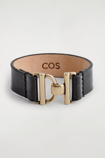 Croc-Effect Leather Bracelet