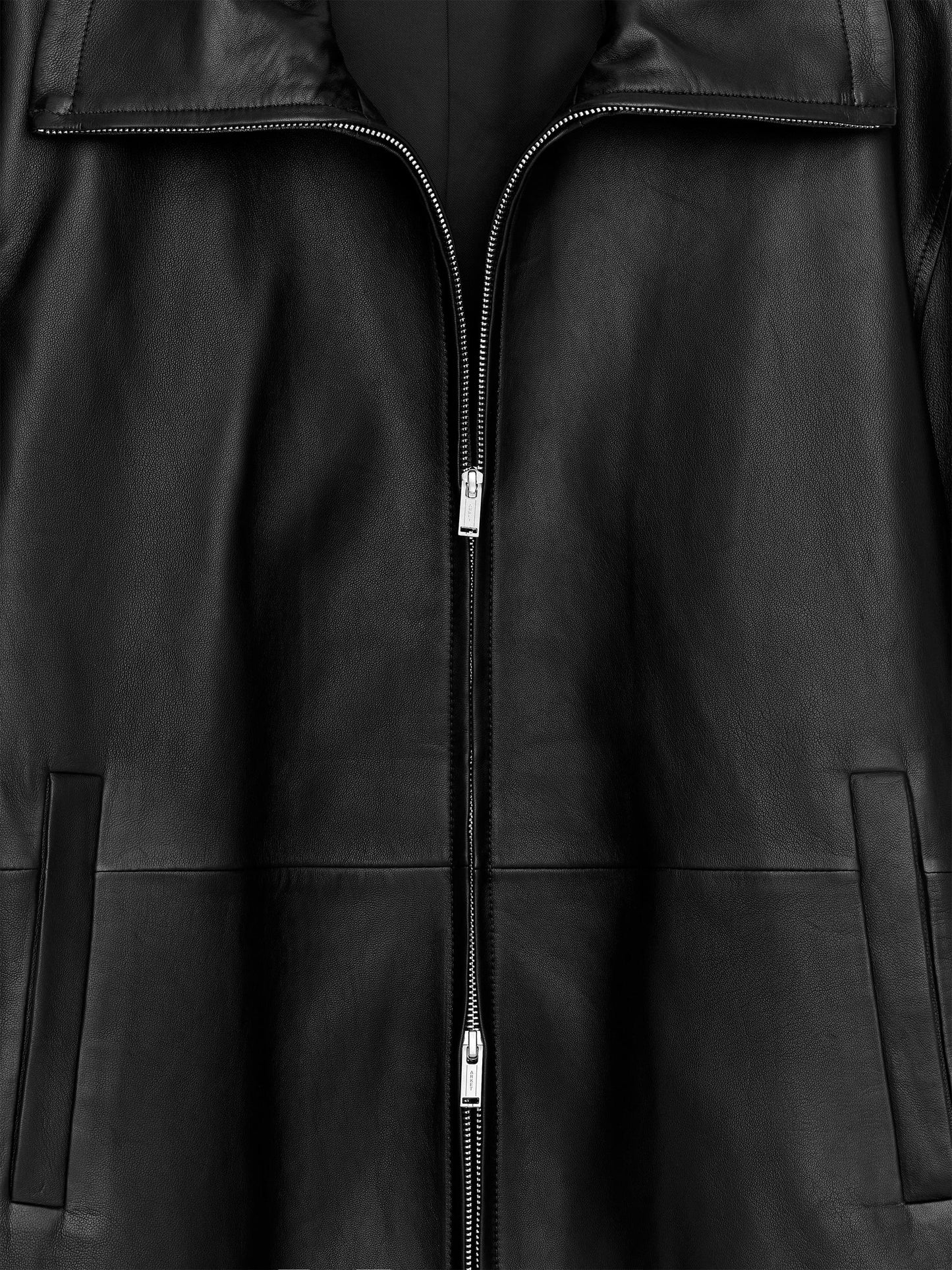 Funnel-Neck Leather Jacket
