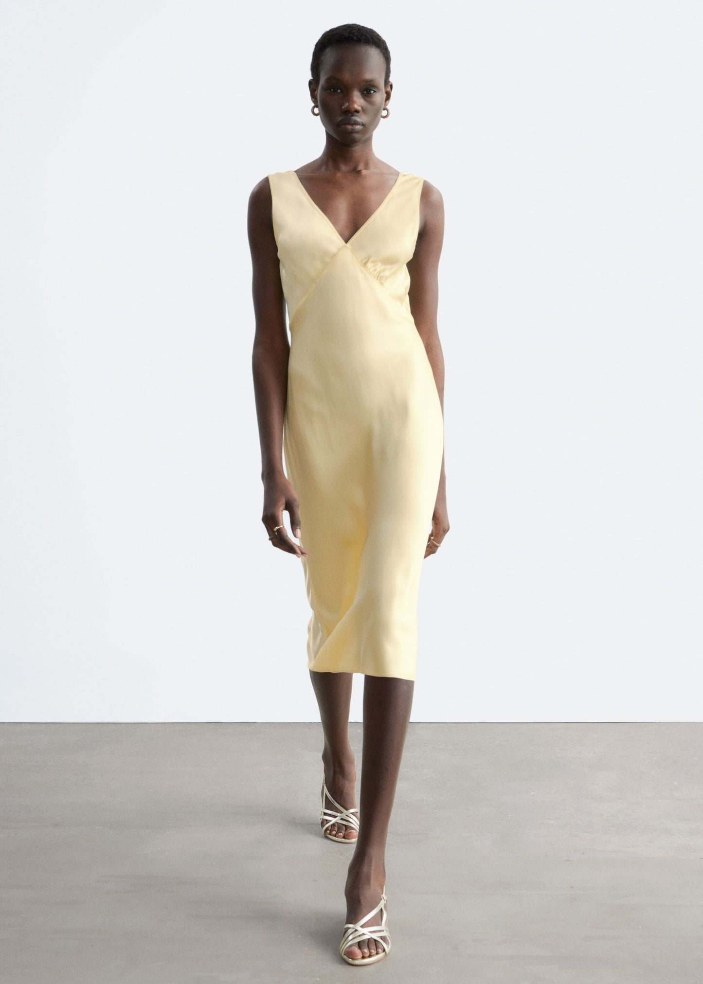 V-Neck Slip Midi Dress