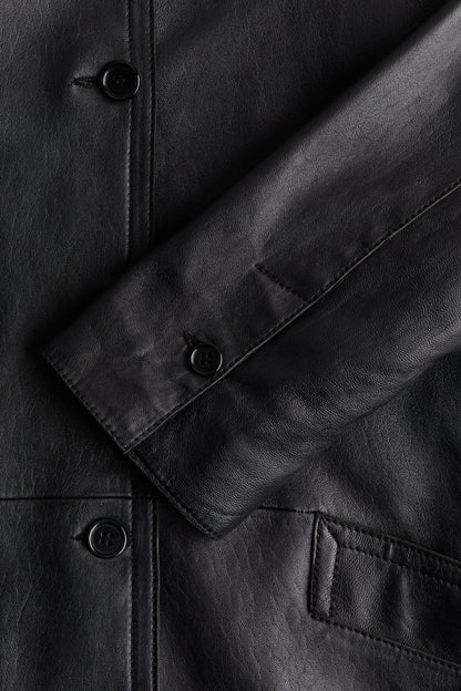 Collared leather jacket