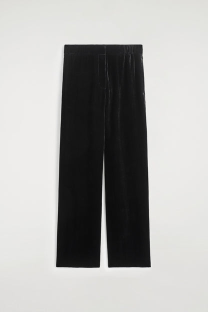 Velvet Elasticated Straight-Leg Trousers