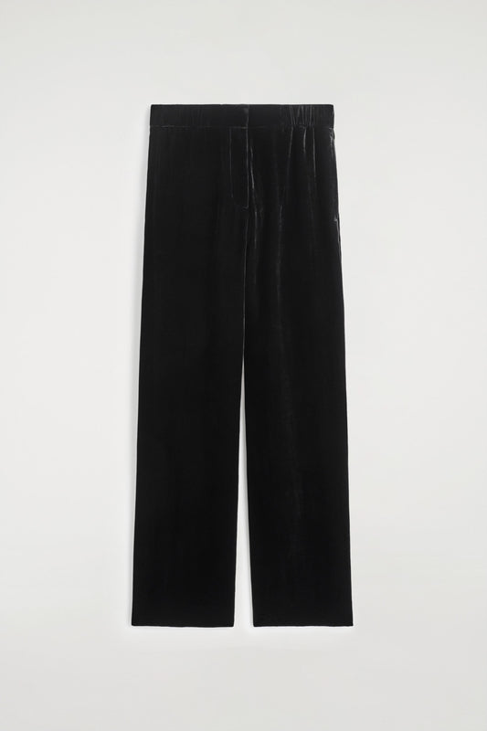 Velvet Elasticated Straight-Leg Trousers