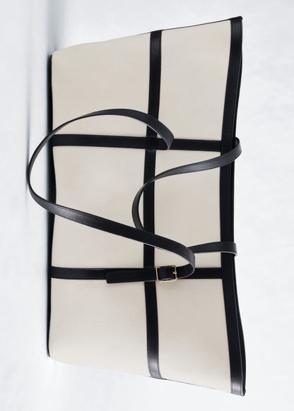 Leather-Trimmed Canvas Tote Bag