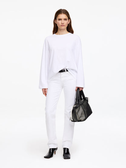 Leather-Detail Mesh Tote Bag