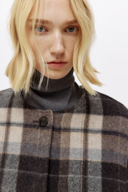 Scarf-detail wool-blend coat